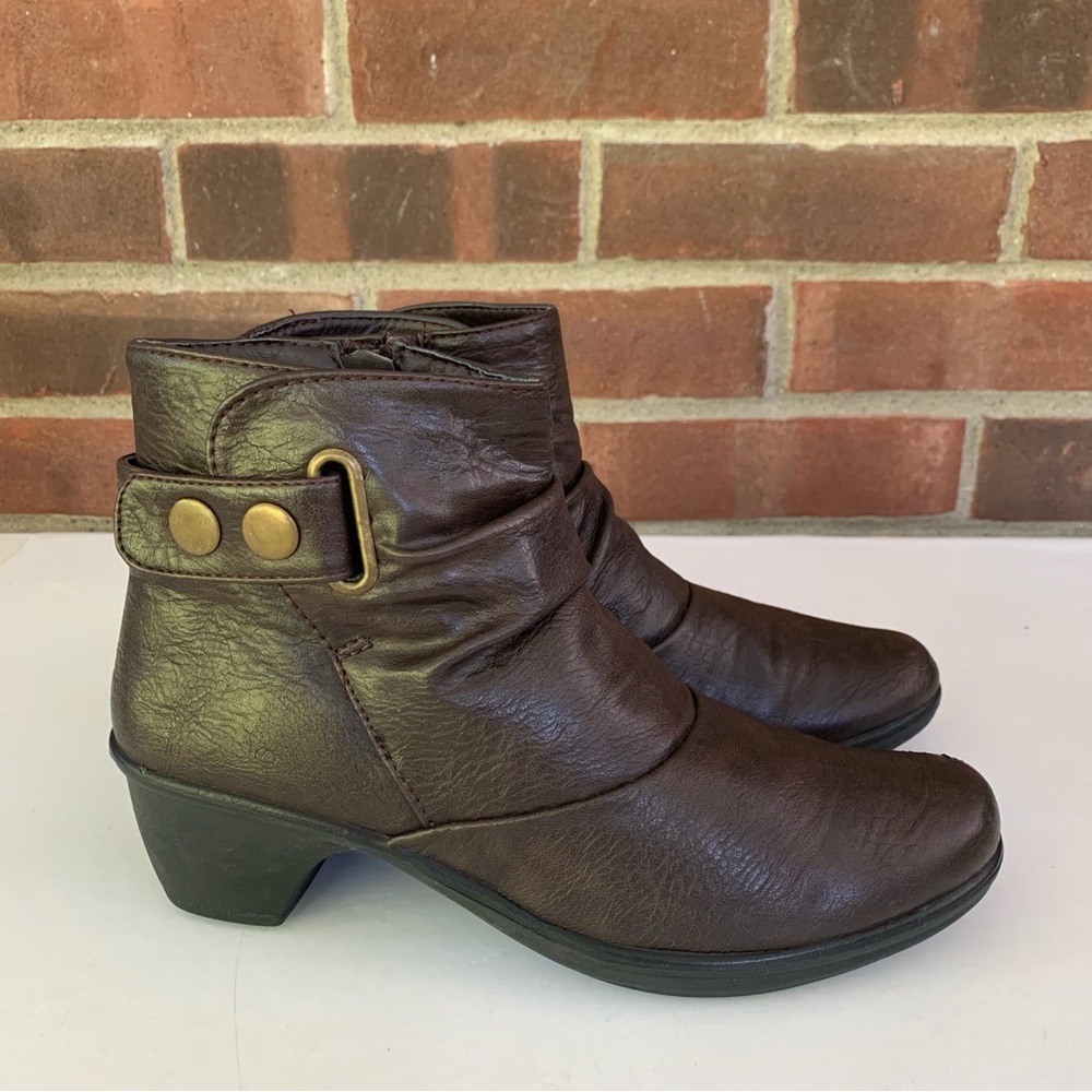 Easy Street Wynne Brown Ankle Boots Block Heel Women’s US 6.5 M
